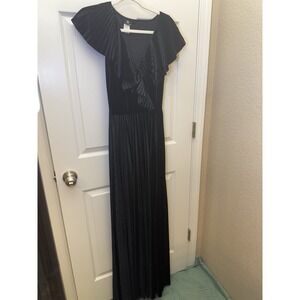 Vintage Womens 90s Y2K Black Velvet Maxi Dress Size S  VA VA VOOM